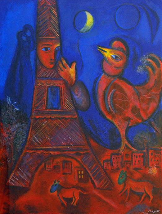 Bonjour Paris Farblithographie Zeitgenosse Marc Chagall Ölgemälde